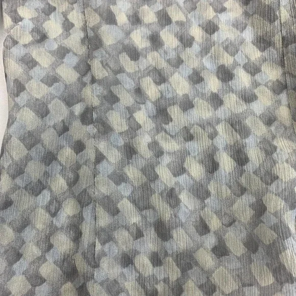 SOLD Armani Collezioni Vintage Y2K Gray 3/4 Crop Sleeve Ruffle Neck Sheer Silk - Picture 5 of 14